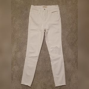 Madewell White Pants 10" High Rise Skinny with Frayed Bottoms